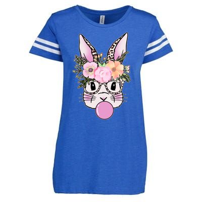 Cute Easter Bunny With Flower Crown And Bubblegum Enza Ladies Jersey Football T-Shirt