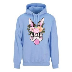 Cute Easter Bunny With Flower Crown And Bubblegum Unisex Surf Hoodie