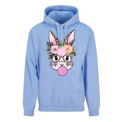 Cute Easter Bunny With Flower Crown And Bubblegum Unisex Surf Hoodie