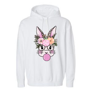 Cute Easter Bunny With Flower Crown And Bubblegum Garment-Dyed Fleece Hoodie