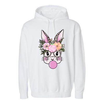 Cute Easter Bunny With Flower Crown And Bubblegum Garment-Dyed Fleece Hoodie