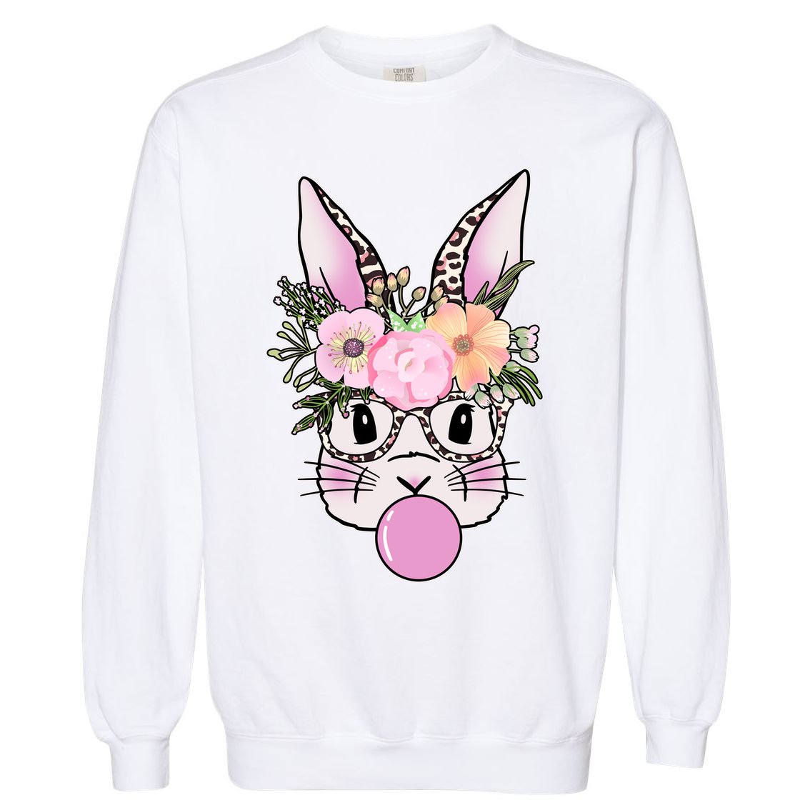 Cute Easter Bunny With Flower Crown And Bubblegum Garment-Dyed Sweatshirt