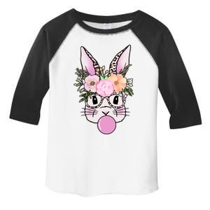 Cute Easter Bunny With Flower Crown And Bubblegum Toddler Fine Jersey T-Shirt