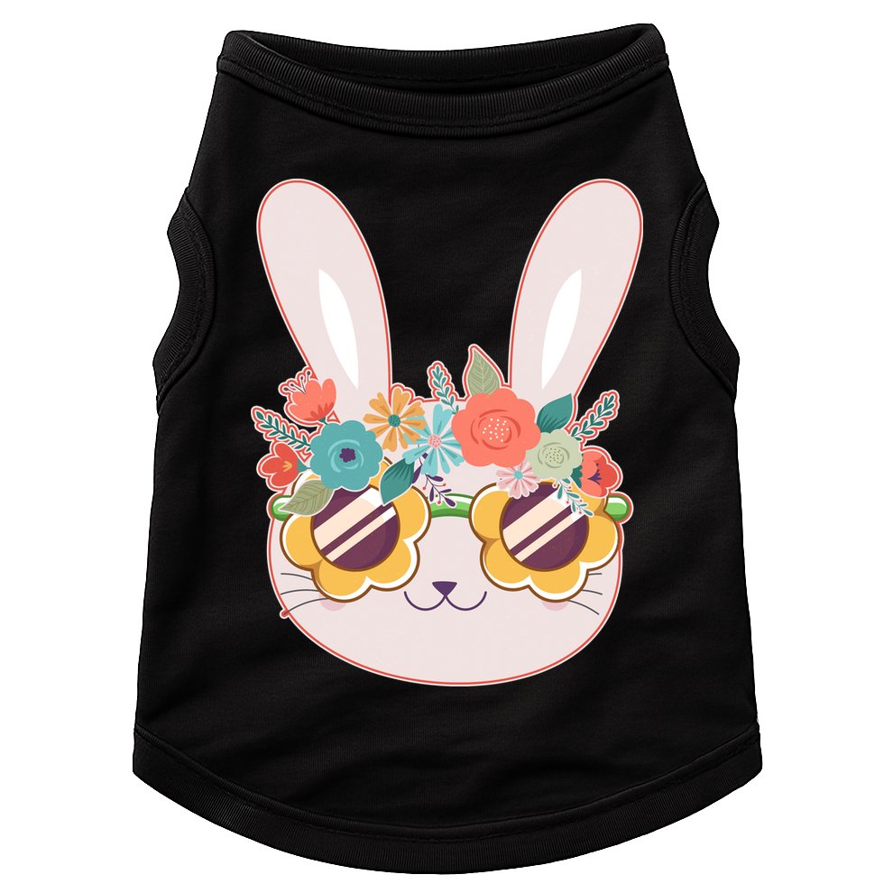 Cute Easter Bunny With Flower Crown And Sunglasses Doggie Tank
