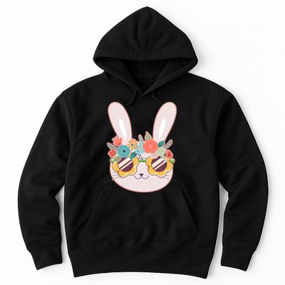 Cute Easter Bunny With Flower Crown And Sunglasses Hoodie