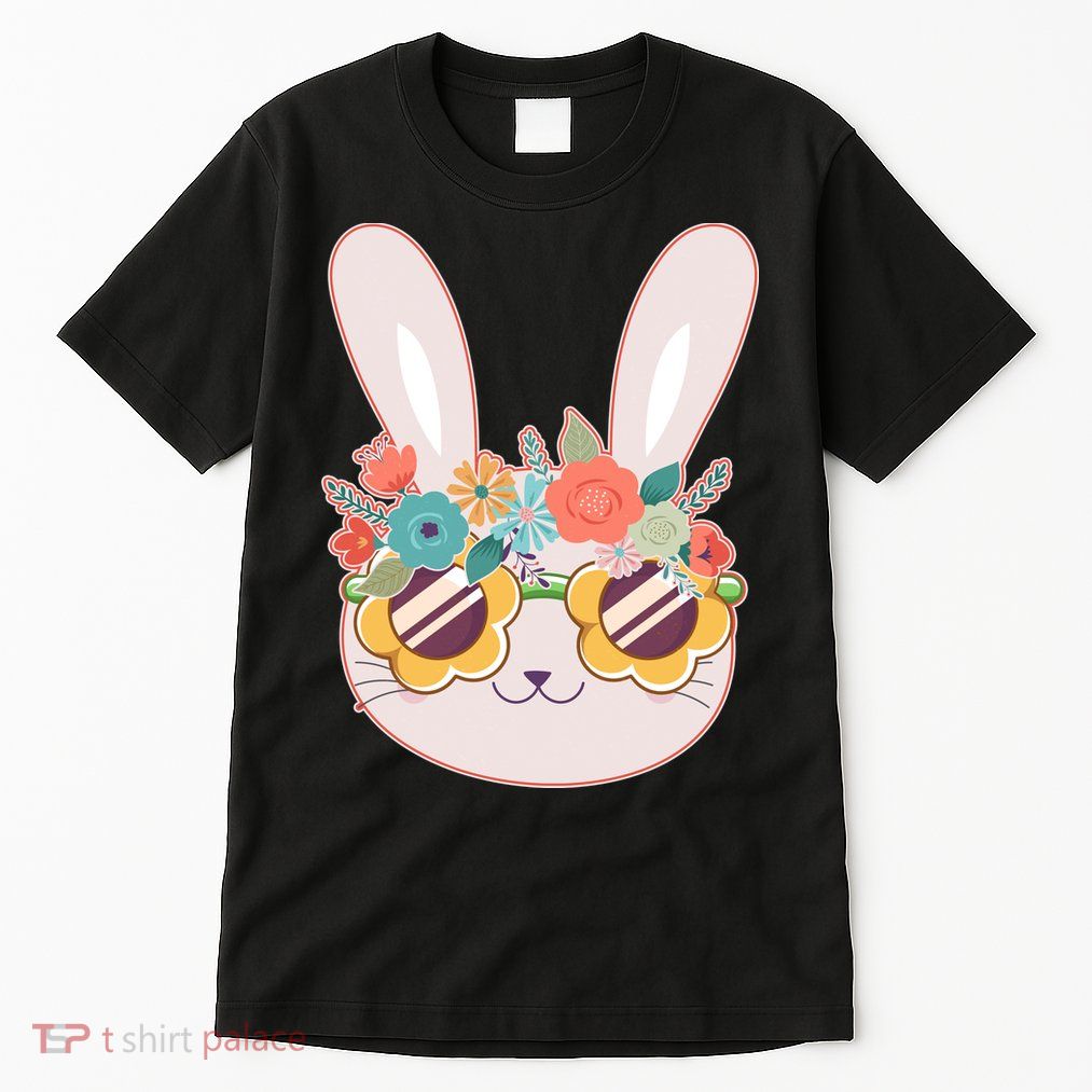 Cute Easter Bunny With Flower Crown And Sunglasses Tall T-Shirt