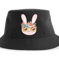 Cute Easter Bunny With Flower Crown And Sunglasses Sustainable Bucket Hat
