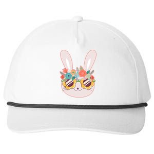 Cute Easter Bunny With Flower Crown And Sunglasses Snapback Five-Panel Rope Hat