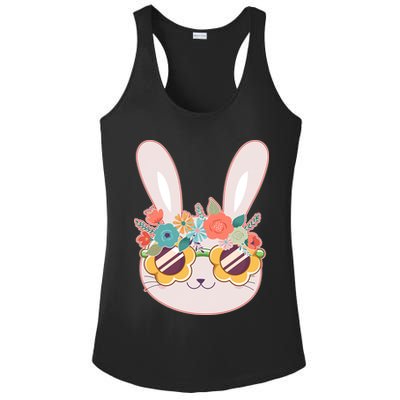 Cute Easter Bunny With Flower Crown And Sunglasses Ladies PosiCharge Competitor Racerback Tank
