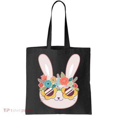 Cute Easter Bunny With Flower Crown And Sunglasses Tote Bag