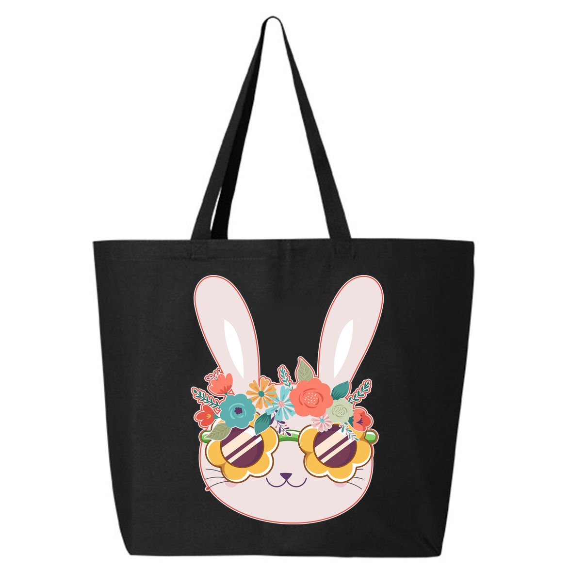 Cute Easter Bunny With Flower Crown And Sunglasses 25L Jumbo Tote