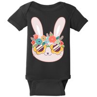 Cute Easter Bunny With Flower Crown And Sunglasses Baby Bodysuit