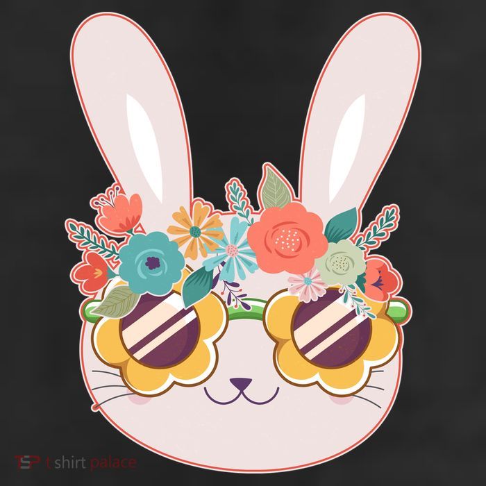 Cute Easter Bunny With Flower Crown And Sunglasses Trucker Hat