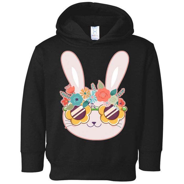 Cute Easter Bunny With Flower Crown And Sunglasses Toddler Hoodie