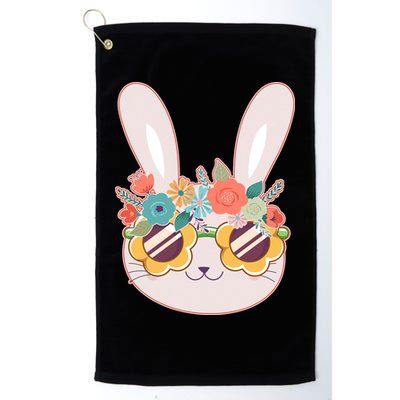 Cute Easter Bunny With Flower Crown And Sunglasses Golf Towel