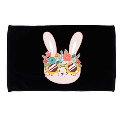 Cute Easter Bunny With Flower Crown And Sunglasses Microfiber Hand Towel