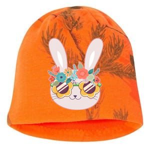 Cute Easter Bunny With Flower Crown And Sunglasses Kati - Camo Knit Beanie