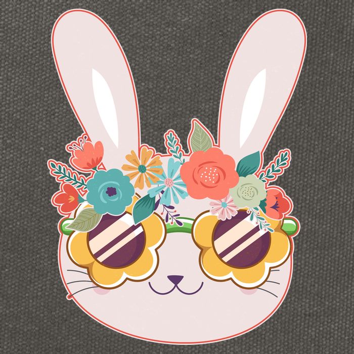 Cute Easter Bunny With Flower Crown And Sunglasses Cotton Canvas Backpack
