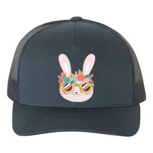 Cute Easter Bunny With Flower Crown And Sunglasses Yupoong Adult 5-Panel Trucker Hat