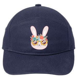 Cute Easter Bunny With Flower Crown And Sunglasses 7-Panel Snapback Hat