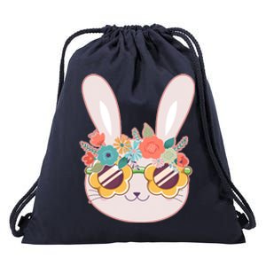 Cute Easter Bunny With Flower Crown And Sunglasses Drawstring Bag