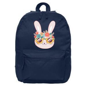 Cute Easter Bunny With Flower Crown And Sunglasses 16 in Basic Backpack