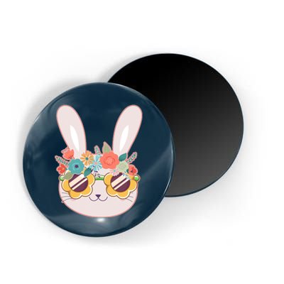 Cute Easter Bunny With Flower Crown And Sunglasses Magnet