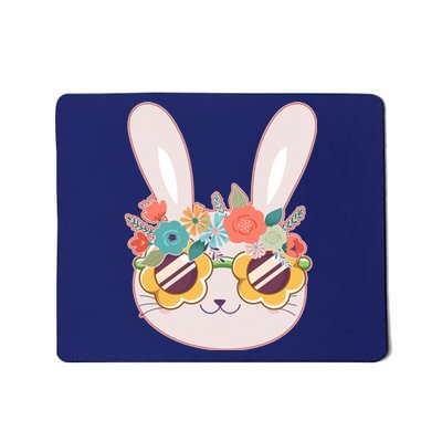 Cute Easter Bunny With Flower Crown And Sunglasses Mousepad