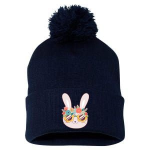 Cute Easter Bunny With Flower Crown And Sunglasses Pom Pom 12in Knit Beanie