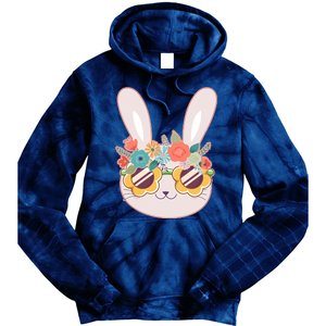 Cute Easter Bunny With Flower Crown And Sunglasses Tie Dye Hoodie