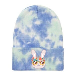 Cute Easter Bunny With Flower Crown And Sunglasses Tie Dye 12in Knit Beanie