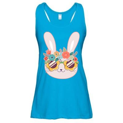 Cute Easter Bunny With Flower Crown And Sunglasses Ladies Essential Flowy Tank