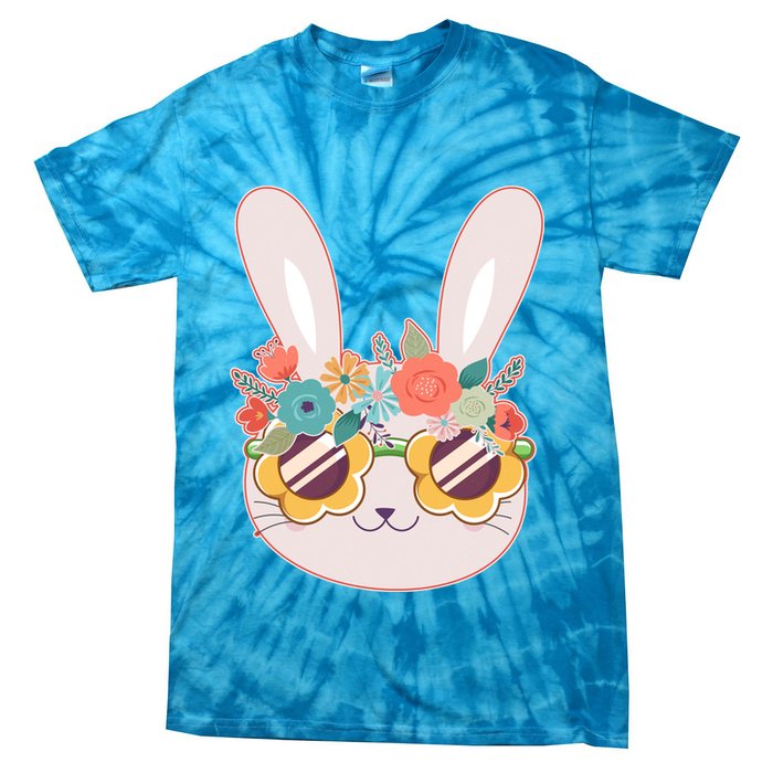 Cute Easter Bunny With Flower Crown And Sunglasses Tie-Dye T-Shirt
