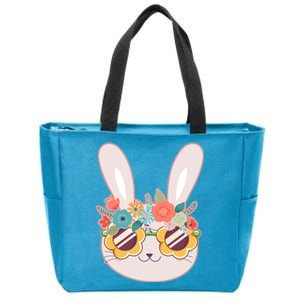 Cute Easter Bunny With Flower Crown And Sunglasses Zip Tote Bag