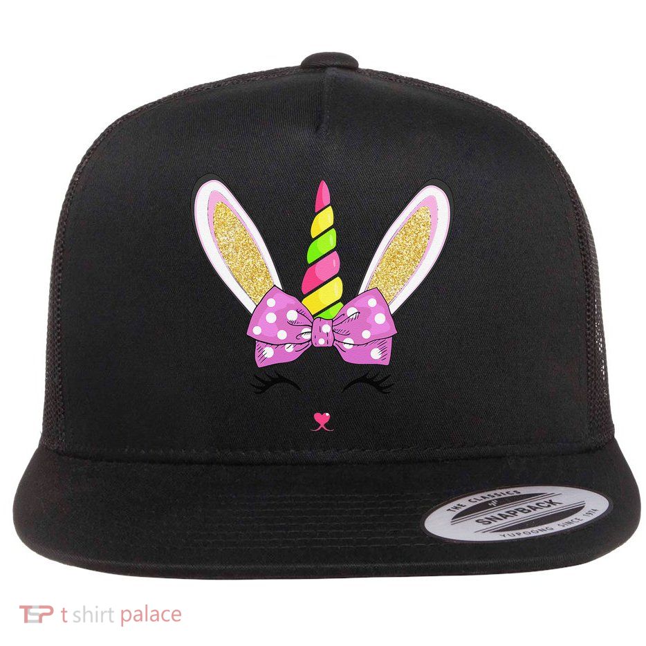 Cute Easter Bunny Face Flatbill Hat