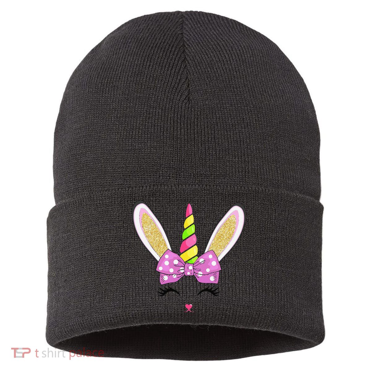 Cute Easter Bunny Face Sustainable Knit Beanie
