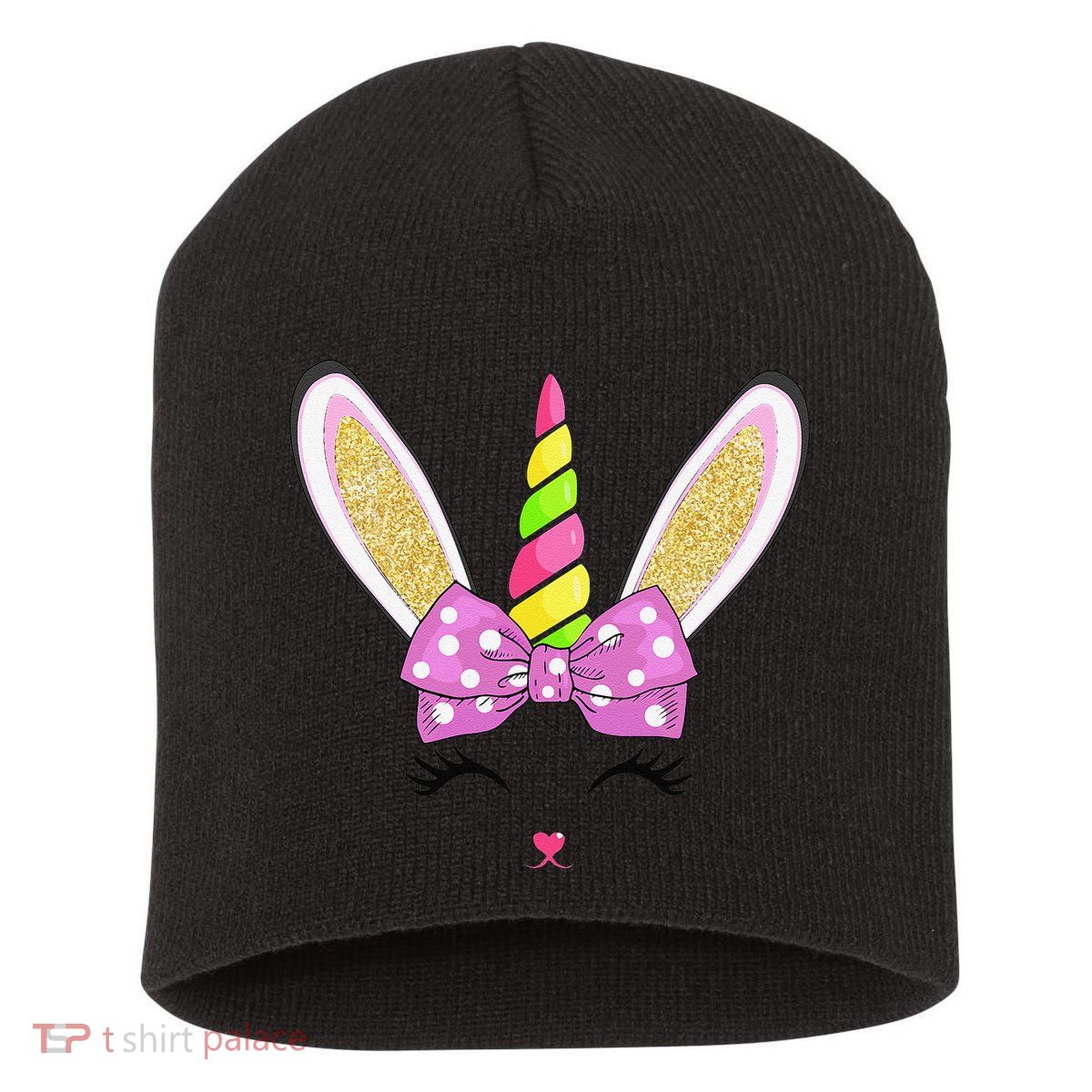 Cute Easter Bunny Face Short Acrylic Beanie