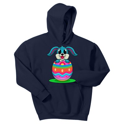 Cute Easter Bunny Looks Out Of A Colorful Easter Egg Kids Hoodie