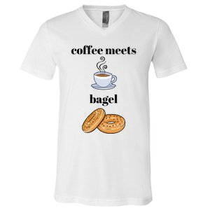 Coffee Er Bagels Food Lover Funny Coffee Meets Bagels Gift V-Neck T-Shirt