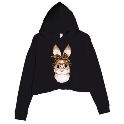 Cute Easter Bunny Mom Easter Leopard Year Of The Rabbit Crop Fleece Hoodie