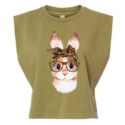 Cute Easter Bunny Mom Easter Leopard Year Of The Rabbit Garment-Dyed Women's Muscle Tee