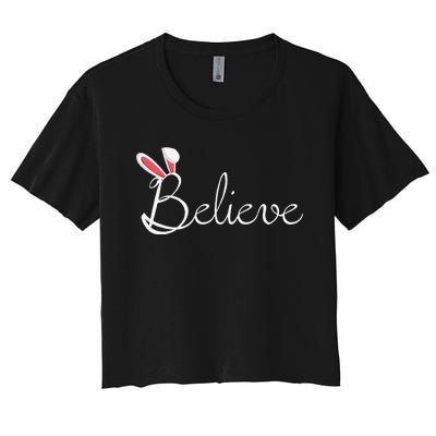 Cute Easter Bunny Ears Gift Women Women's Crop Top Tee