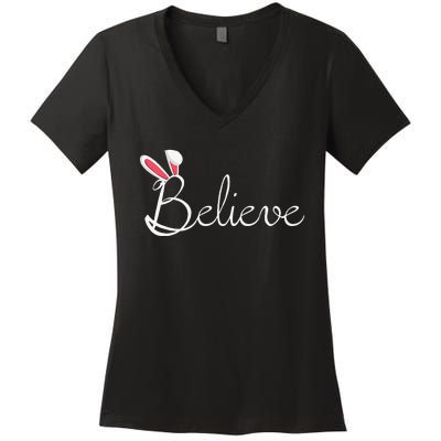 Cute Easter Bunny Ears Gift Women Women's V-Neck T-Shirt