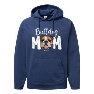 Cute English Bulldog Mom Top, Funny Dog Walking For Women Performance Fleece Hoodie