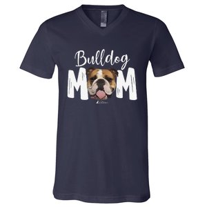 Cute English Bulldog Mom Top, Funny Dog Walking For Women V-Neck T-Shirt