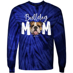 Cute English Bulldog Mom Top, Funny Dog Walking For Women Tie-Dye Long Sleeve Shirt