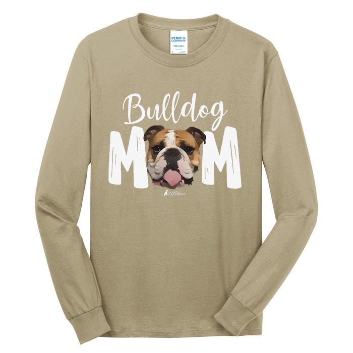 Cute English Bulldog Mom Top, Funny Dog Walking For Women Tall Long Sleeve T-Shirt