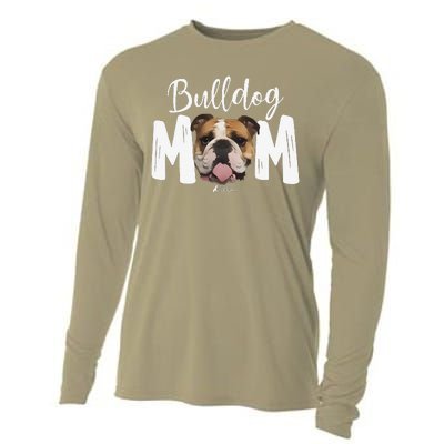 Cute English Bulldog Mom Top, Funny Dog Walking For Women Cooling Performance Long Sleeve Crew