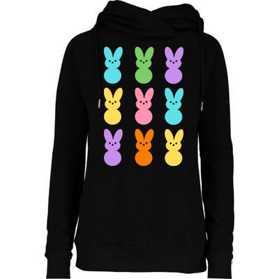 Colorful Easter Bunny Holiday Womens Funnel Neck Pullover Hood
