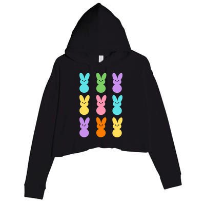 Colorful Easter Bunny Holiday Crop Fleece Hoodie